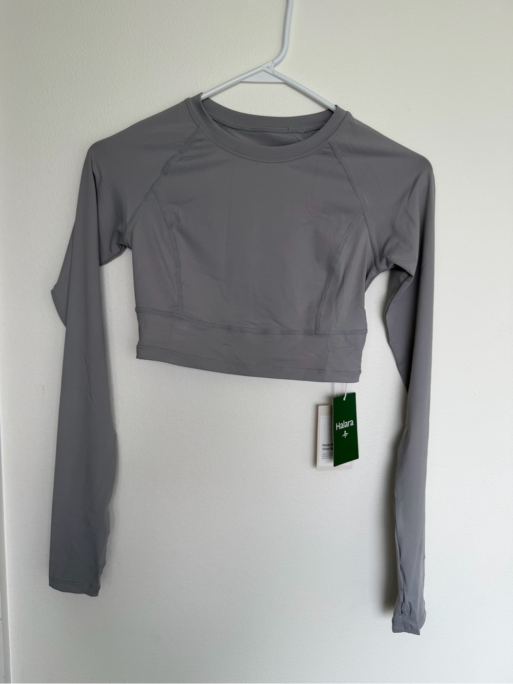 HALARA Light Gray Long Sleeve Cropped Performance Top